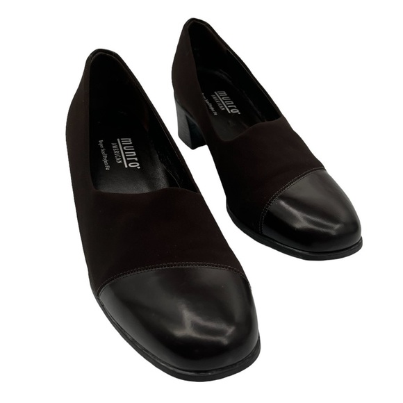 Munro American Brown Cap Toe Block Heels Size 9 Women's - Picture 1 of 9